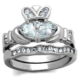 TK2119 - High polished (no plating) Stainless Steel Ring with AAA Grade CZ in Clear - Alamode - Flyclothing LLC