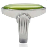 TK211 - High polished (no plating) Stainless Steel Ring with Precious Stone Conch in Apple Green color - Alamode - Flyclothing LLC