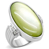 TK211 - High polished (no plating) Stainless Steel Ring with Precious Stone Conch in Apple Green color - Alamode - Flyclothing LLC