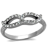 TK2122 - High polished (no plating) Stainless Steel Ring with Top Grade Crystal in Clear - Alamode - Flyclothing LLC