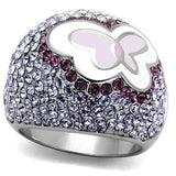 TK2125 - High polished (no plating) Stainless Steel Ring with Top Grade Crystal in Multi Color - Alamode - Flyclothing LLC