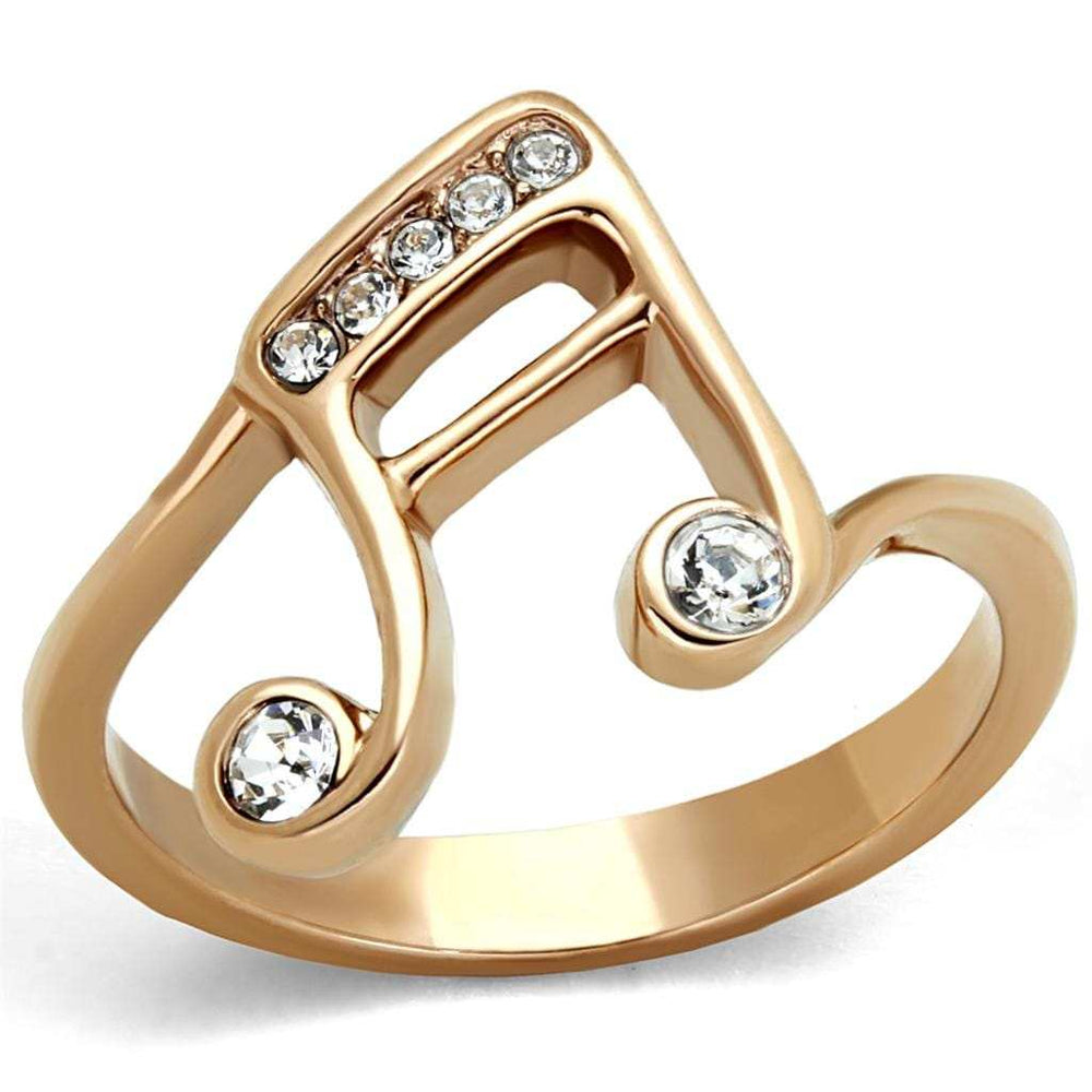 TK2130 - IP Rose Gold(Ion Plating) Stainless Steel Ring with Top Grade Crystal in Clear - Alamode - Flyclothing LLC