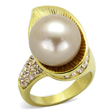 TK2131 - IP Gold(Ion Plating) Stainless Steel Ring with Synthetic Pearl in Champagne - Alamode - Flyclothing LLC