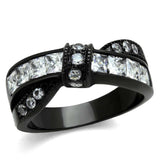 TK2139 - IP Black(Ion Plating) Stainless Steel Ring with AAA Grade CZ in Clear - Alamode - Flyclothing LLC