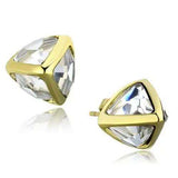 TK2148 - IP Gold(Ion Plating) Stainless Steel Earrings with Synthetic Synthetic Glass in Clear - Alamode - Flyclothing LLC