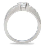 TK214 - High polished (no plating) Stainless Steel Ring with AAA Grade CZ in Clear - Alamode - Flyclothing LLC