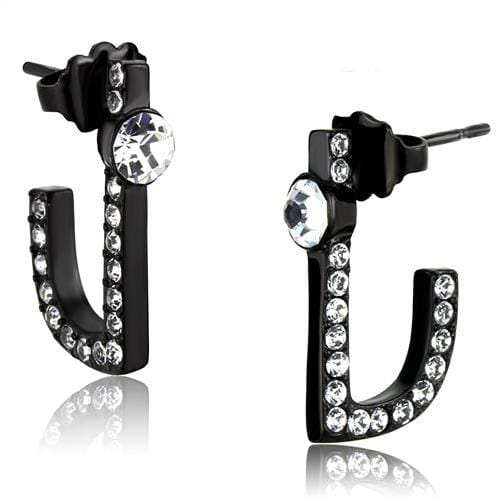 TK2150 - IP Black(Ion Plating) Stainless Steel Earrings with Top Grade Crystal in Clear - Alamode - Flyclothing LLC