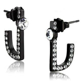 TK2150 - IP Black(Ion Plating) Stainless Steel Earrings with Top Grade Crystal in Clear - Alamode - Flyclothing LLC