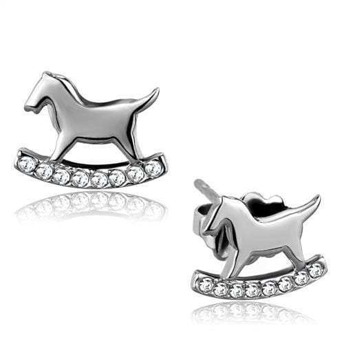TK2153 - High polished (no plating) Stainless Steel Earrings with Top Grade Crystal in Clear - Alamode - Flyclothing LLC