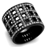 TK2155 - IP Black(Ion Plating) Stainless Steel Ring with Top Grade Crystal in Black Diamond - Alamode - Flyclothing LLC
