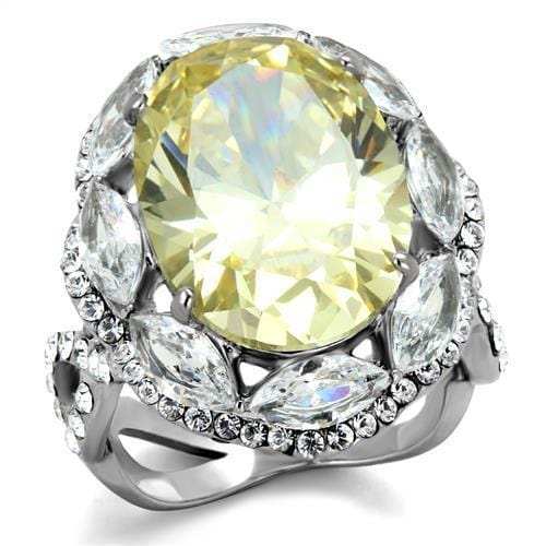 TK2162 - High polished (no plating) Stainless Steel Ring with AAA Grade CZ in Citrine Yellow - Alamode - Flyclothing LLC