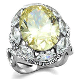 TK2162 - High polished (no plating) Stainless Steel Ring with AAA Grade CZ in Citrine Yellow - Alamode - Flyclothing LLC