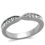 TK2163 - High polished (no plating) Stainless Steel Ring with Top Grade Crystal in Clear - Alamode - Flyclothing LLC