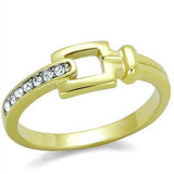 TK2164 - Two-Tone IP Gold (Ion Plating) Stainless Steel Ring with Top Grade Crystal in Clear - Alamode - Flyclothing LLC