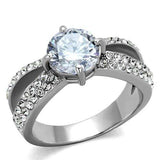 TK2165 - High polished (no plating) Stainless Steel Ring with AAA Grade CZ in Clear - Alamode - Flyclothing LLC