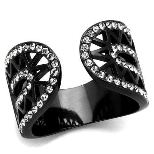 TK2166 - IP Black(Ion Plating) Stainless Steel Ring with Top Grade Crystal in Black Diamond - Alamode - Flyclothing LLC