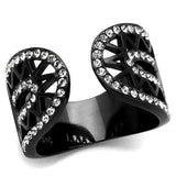 TK2166 - IP Black(Ion Plating) Stainless Steel Ring with Top Grade Crystal in Black Diamond - Alamode - Flyclothing LLC