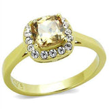 TK2173 - IP Gold(Ion Plating) Stainless Steel Ring with AAA Grade CZ in Champagne - Alamode - Flyclothing LLC