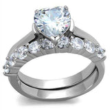 TK2176 - High polished (no plating) Stainless Steel Ring with AAA Grade CZ in Clear - Alamode - Flyclothing LLC