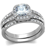 TK2180 - High polished (no plating) Stainless Steel Ring with AAA Grade CZ in Clear - Alamode - Flyclothing LLC