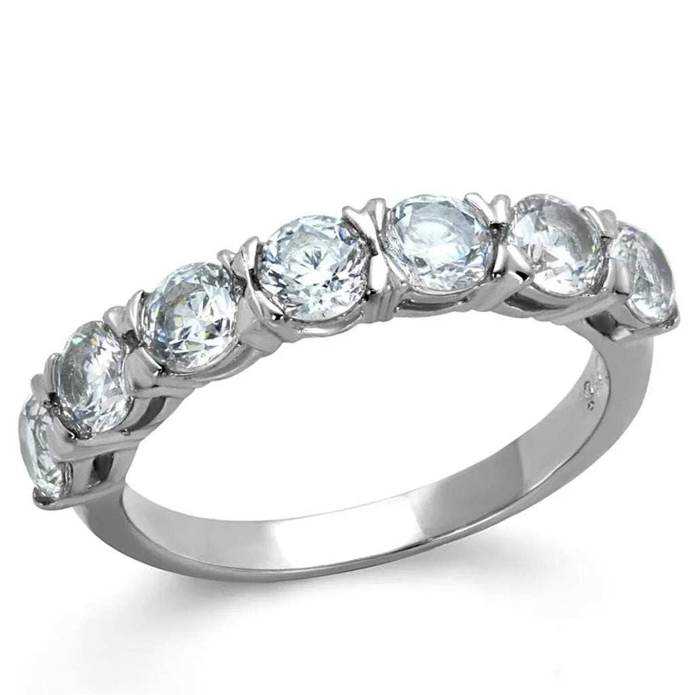 TK2182 - High polished (no plating) Stainless Steel Ring with AAA Grade CZ in Clear - Alamode - Flyclothing LLC