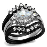 TK2188 - Two-Tone IP Black Stainless Steel Ring with AAA Grade CZ in Clear - Alamode - Flyclothing LLC