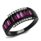 TK2191 - IP Black(Ion Plating) Stainless Steel Ring with Top Grade Crystal in Amethyst - Alamode - Flyclothing LLC