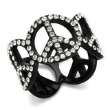 TK2194 - IP Black(Ion Plating) Stainless Steel Ring with Top Grade Crystal in Clear - Alamode - Flyclothing LLC