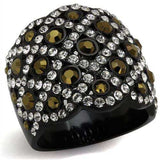 TK2197 - IP Black(Ion Plating) Stainless Steel Ring with Top Grade Crystal in Metallic Light Gold - Alamode - Flyclothing LLC