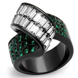 TK2199 - IP Black(Ion Plating) Stainless Steel Ring with Synthetic Synthetic Glass in Blue Zircon - Alamode - Flyclothing LLC
