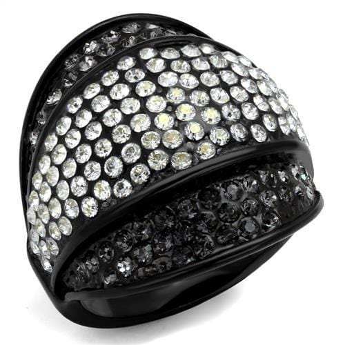 TK2200 - IP Black(Ion Plating) Stainless Steel Ring with Top Grade Crystal in Multi Color - Alamode - Flyclothing LLC