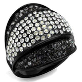TK2200 - IP Black(Ion Plating) Stainless Steel Ring with Top Grade Crystal in Multi Color - Alamode - Flyclothing LLC