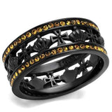 TK2204 - IP Black(Ion Plating) Stainless Steel Ring with Top Grade Crystal in Topaz - Alamode - Flyclothing LLC