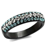 TK2205 - IP Black(Ion Plating) Stainless Steel Ring with Top Grade Crystal in Sea Blue - Alamode - Flyclothing LLC