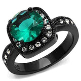 TK2209 - IP Black(Ion Plating) Stainless Steel Ring with Synthetic Synthetic Glass in Blue Zircon - Alamode - Flyclothing LLC