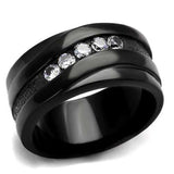TK2210 - IP Black(Ion Plating) Stainless Steel Ring with AAA Grade CZ in Clear - Alamode - Flyclothing LLC
