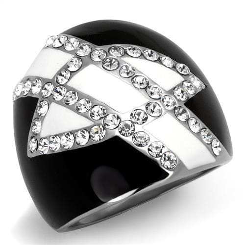 TK2211 - High polished (no plating) Stainless Steel Ring with Top Grade Crystal in Clear - Alamode - Flyclothing LLC