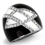 TK2211 - High polished (no plating) Stainless Steel Ring with Top Grade Crystal in Clear - Alamode - Flyclothing LLC