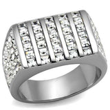 TK2219 - High polished (no plating) Stainless Steel Ring with Top Grade Crystal in Clear - Alamode - Flyclothing LLC