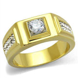 TK2222 - Two-Tone IP Gold (Ion Plating) Stainless Steel Ring with AAA Grade CZ in Clear - Alamode - Flyclothing LLC