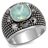TK2223 - High polished (no plating) Stainless Steel Ring with Top Grade Crystal in Fireopal - Alamode - Flyclothing LLC