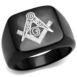TK2227 - IP Black(Ion Plating) Stainless Steel Ring with No Stone - Alamode - Flyclothing LLC