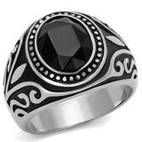 TK2231 - High polished (no plating) Stainless Steel Ring with Top Grade Crystal in Jet - Alamode - Flyclothing LLC