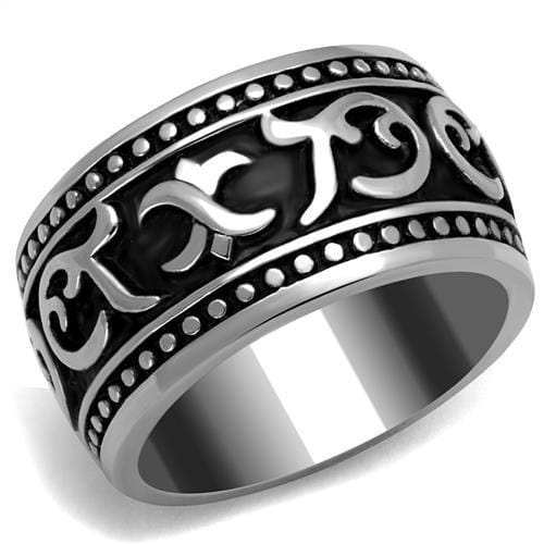 TK2233 - High polished (no plating) Stainless Steel Ring with Epoxy in Jet - Alamode - Flyclothing LLC
