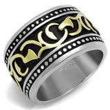 TK2234 - Two-Tone IP Gold (Ion Plating) Stainless Steel Ring with Epoxy in Jet - Alamode - Flyclothing LLC