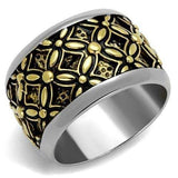 TK2237 - Two-Tone IP Gold (Ion Plating) Stainless Steel Ring with Epoxy in Jet - Alamode - Flyclothing LLC
