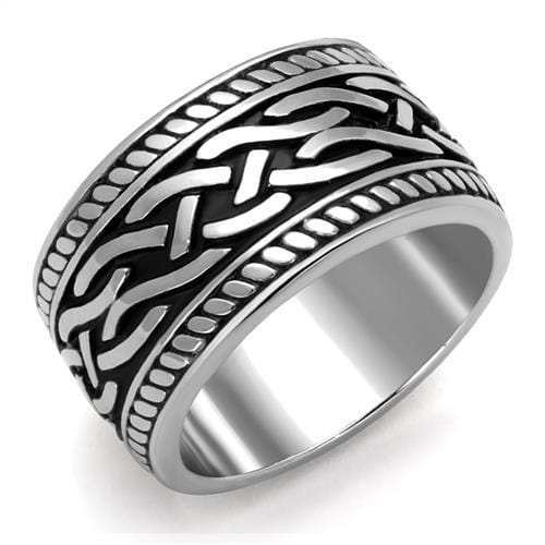 TK2239 - High polished (no plating) Stainless Steel Ring with Epoxy in Jet - Alamode - Flyclothing LLC
