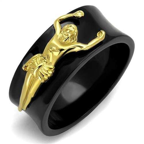 TK2240 - IP Gold+ IP Black (Ion Plating) Stainless Steel Ring with No Stone - Alamode - Flyclothing LLC