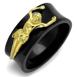 TK2240 - IP Gold+ IP Black (Ion Plating) Stainless Steel Ring with No Stone - Alamode - Flyclothing LLC