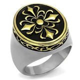 TK2241 - Two-Tone IP Gold (Ion Plating) Stainless Steel Ring with Epoxy in Jet - Alamode - Flyclothing LLC